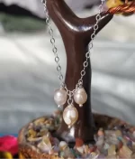 pink freshwater pearl necklace in 925 sterling silver with blush tone pearls