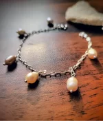 freshwater pearl bracelet in 925 sterling silver elegant minimal pearl chain design