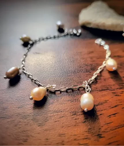 freshwater pearl bracelet in 925 sterling silver elegant minimal pearl chain design
