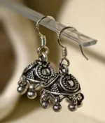 oxidized silver jhumka earrings in 925 sterling silver with ghungroo detailing
