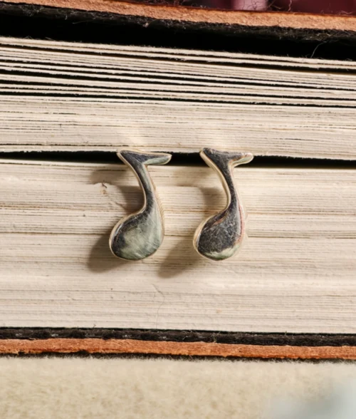 Sterling Silver Music Note Stud Earrings sterling silver music note stud earrings minimal polished design