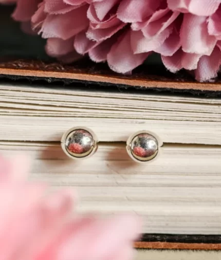 925 sterling silver round ball stud earrings minimal polished everyday design