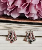 trishul silver stud earrings in 925 sterling silver with oxidized detailing