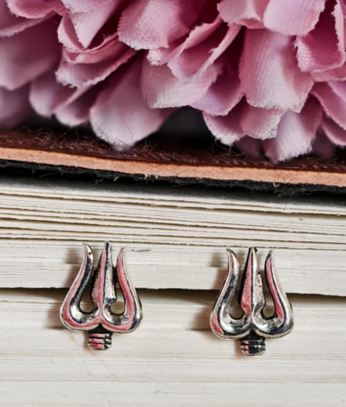 Trishul Silver Stud Earrings trishul silver stud earrings in 925 sterling silver with oxidized detailing