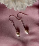 pearl silver dangle stud earrings in 925 sterling silver with chain and freshwater pearl