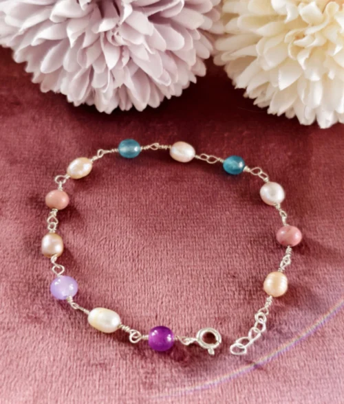 925 silver Pearl and Gemstone Bracelet 925 silver Pearl and Gemstone Bracelet