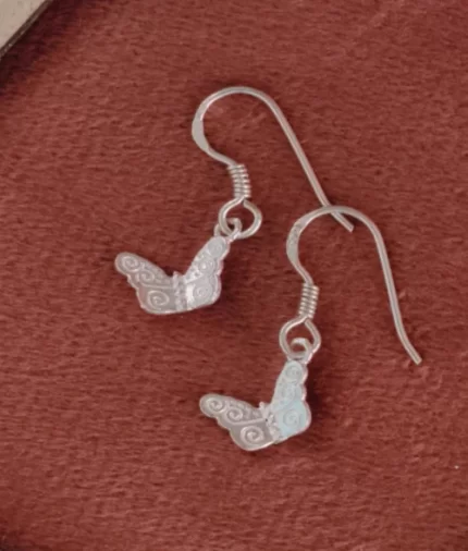 silver butterfly hook earrings in 925 sterling silver with filigree design