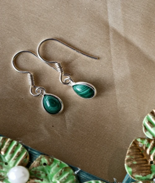 Malachite Silver Hook Earrings malachite silver hook earrings in 925 sterling silver with teardrop gemstone