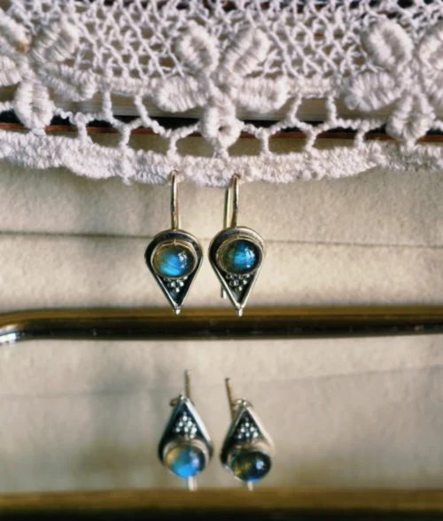 Labradorite Silver Hook Earrings labradorite silver hook earrings in 925 sterling silver with round cabochon gemstone
