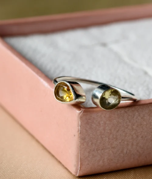925 silver citrine ring adjustable