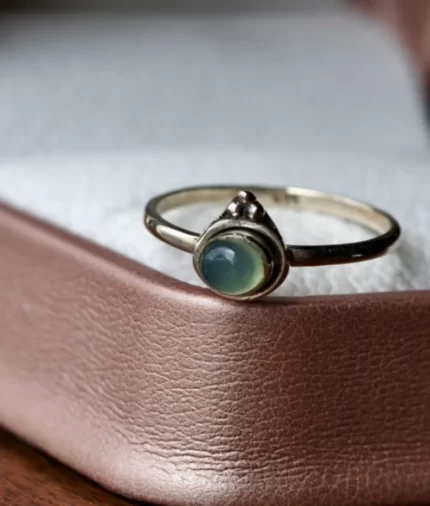 Nīrprabhā – Blue Chalcedony Silver Ring