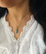 925 silver peridot larimar pendant