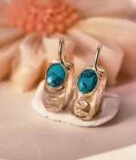 925 silver turquoise hoops