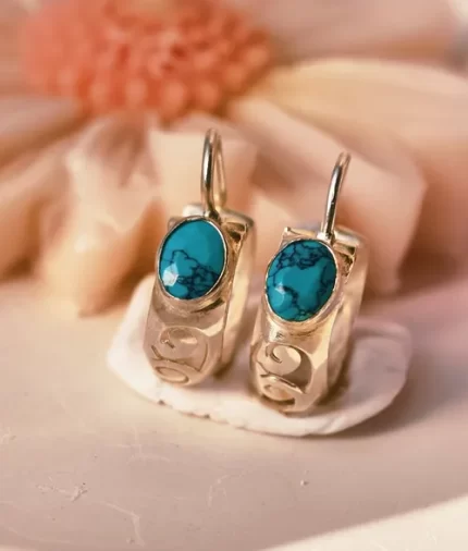 925 silver turquoise hoops