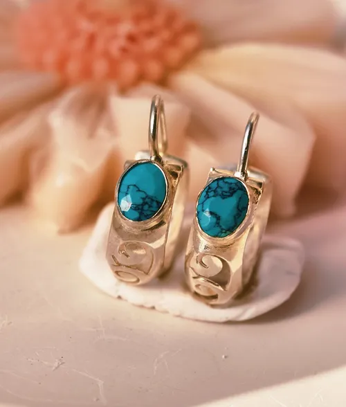 925 silver turquoise hoops