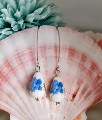 Hand-Painted Ceramic Flower Earrings