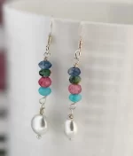 925 silver multi gemstone and pearl earrings
