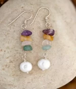 925 silver handmade multi gemstone dangle earrings