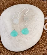 925 silver handmade onyx and quartz dangle earrings