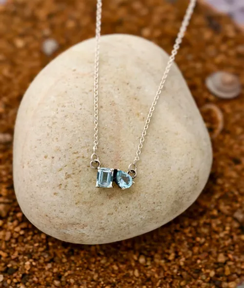 925 silver blue topaz necklace