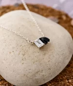925 silver necklace with onyx and cz stones