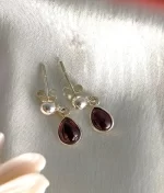 925 silver garnet dangle & drop earrings