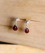 925 silver garnet dangle & drop earrings