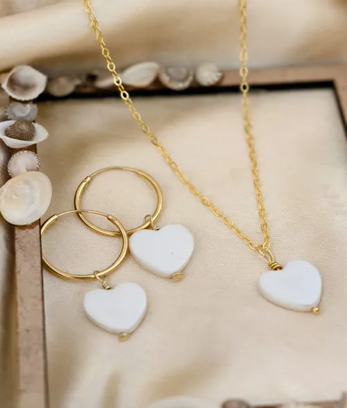 925 silver shell pearl pendant set