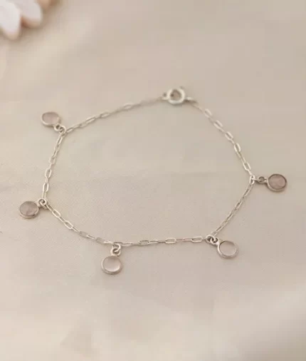 925 silver rose quartz bracelet