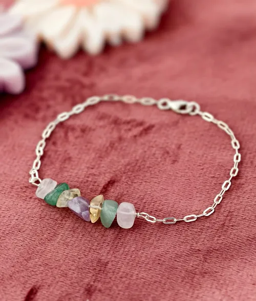 925 silver multicolor bracelet hand made with gemstone chips