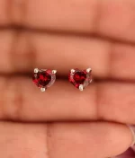 925 silver red cubic zirconia stud earrings