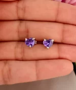 925 silver purple cubic zirconia stud earrings