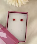 925 silver red cubic zirconia stud earrings