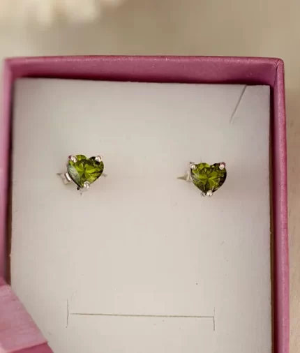 925 silver green cubic zirconia stud earrings