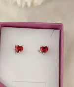 925 silver red cubic zirconia stud earrings