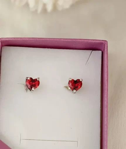 925 silver red cubic zirconia stud earrings