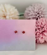 925 silver red cubic zirconia stud earrings