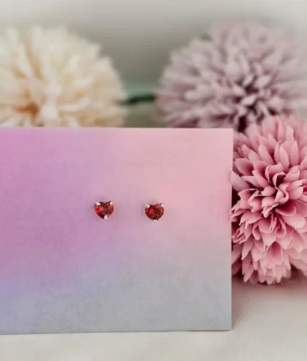 925 silver red cubic zirconia stud earrings