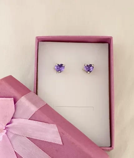 925 silver purple cubic zirconia stud earrings