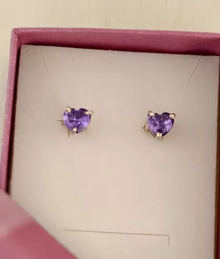 925 silver purple cubic zirconia stud earrings