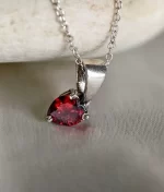 Red cubic zirconia heart pendant