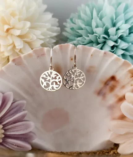 925 silver tree motif hook earrings
