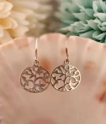 925 silver tree motif hook earrings