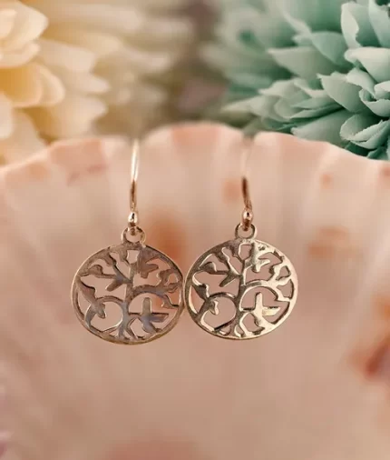 925 silver tree motif hook earrings