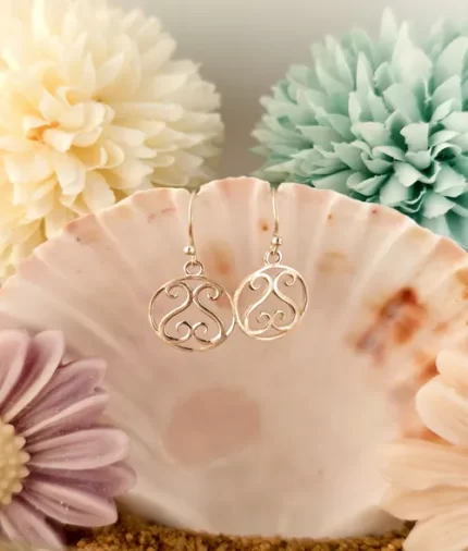 925 silver lakshmi charan motif dangle earrings