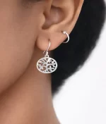 925 silver tree motif dangle earrings