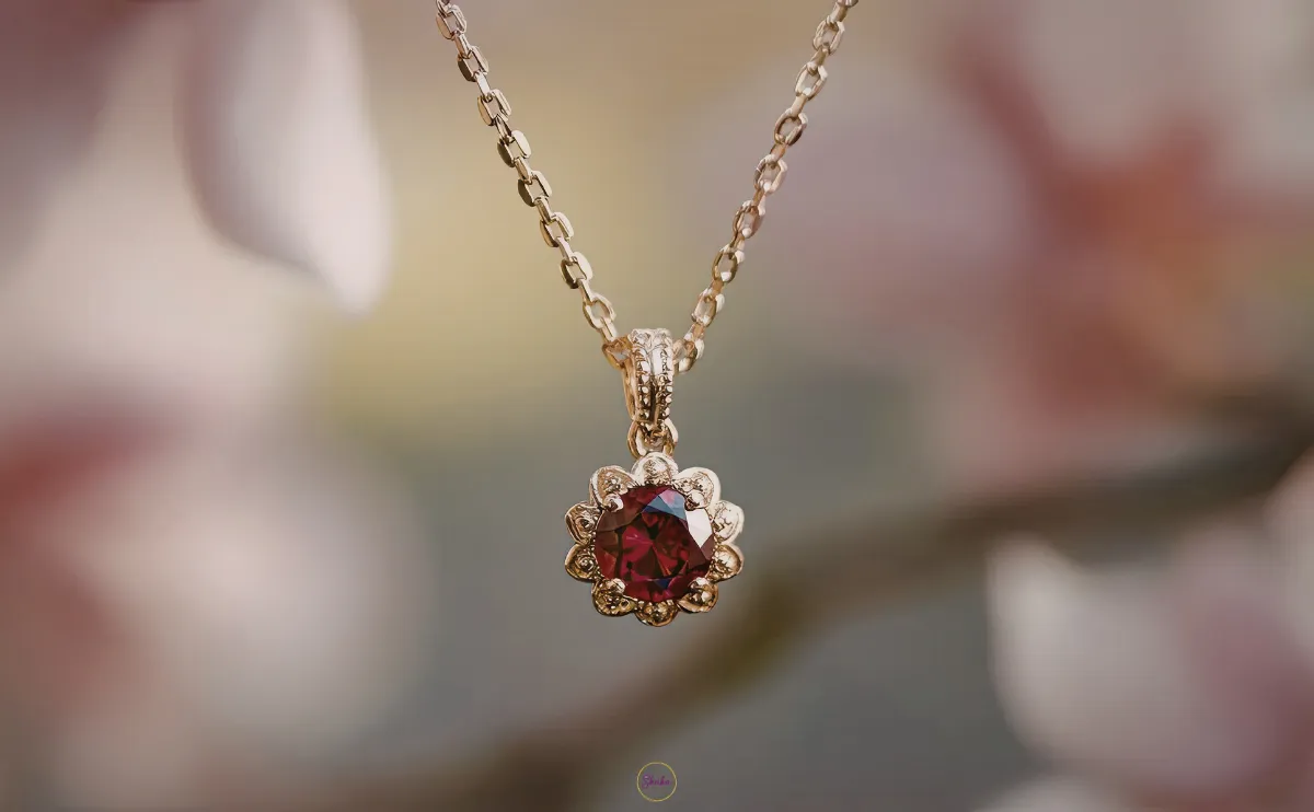 Garnet Pendant 925 silver gold plated