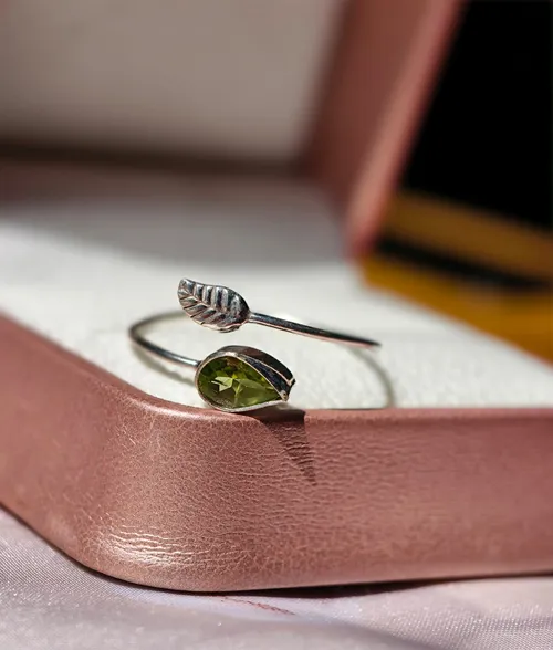 925 silver peridot adjustable ring