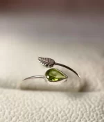 925 silver adjustable peridot gemstone ring