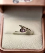 Adjustable 92.5 sterling silver ring with Amethyst gemstone